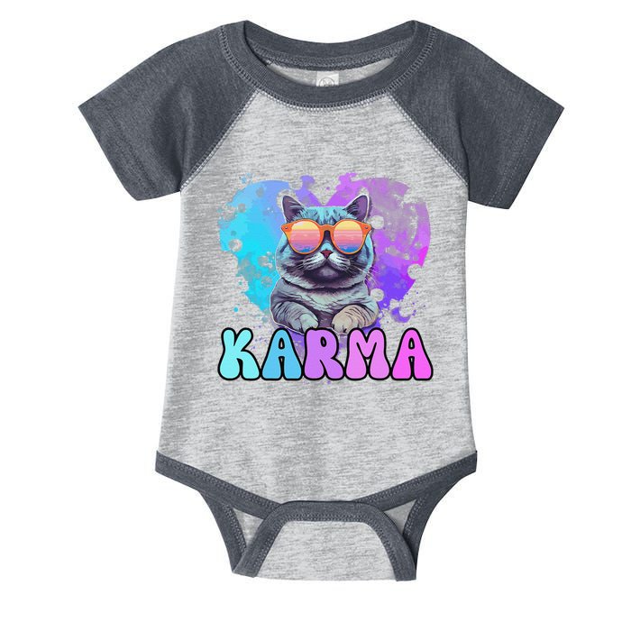 Cute Funny Cat Lover Heart Shape Karma Infant Baby Jersey Bodysuit