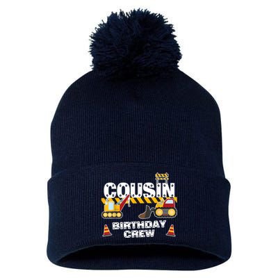 Cute Funny Cousin Birthday Crew For Construction Birthday Party Pom Pom 12in Knit Beanie