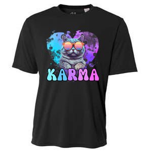 Cute Funny Cat Lover Heart Shape Karma Cooling Performance Crew T-Shirt