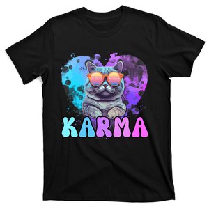 Cute Funny Cat Lover Heart Shape Karma T-Shirt