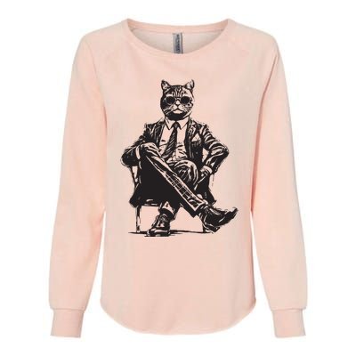 Cat Funny Cat Of Wall Street Womens TeesCat Womens California Wash Sweatshirt