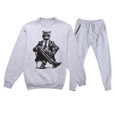 Cat Funny Cat Of Wall Street Womens TeesCat Premium Crewneck Sweatsuit Set