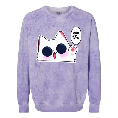 Cute Funny Cat Funny Anime Meme Nah ID Win Gojo Cat Colorblast Crewneck Sweatshirt