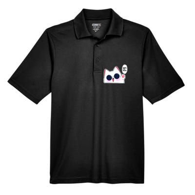 Cute Funny Cat Funny Anime Meme Nah ID Win Gojo Cat Men's Origin Performance Pique Polo