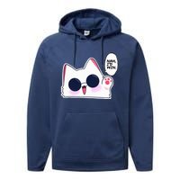 Cute Funny Cat Funny Anime Meme Nah ID Win Gojo Cat Performance Fleece Hoodie