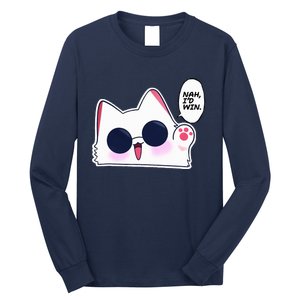 Cute Funny Cat Funny Anime Meme Nah ID Win Gojo Cat Long Sleeve Shirt