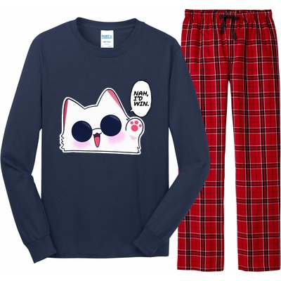 Cute Funny Cat Funny Anime Meme Nah ID Win Gojo Cat Long Sleeve Pajama Set