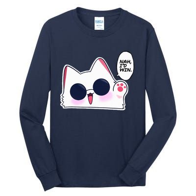 Cute Funny Cat Funny Anime Meme Nah ID Win Gojo Cat Tall Long Sleeve T-Shirt