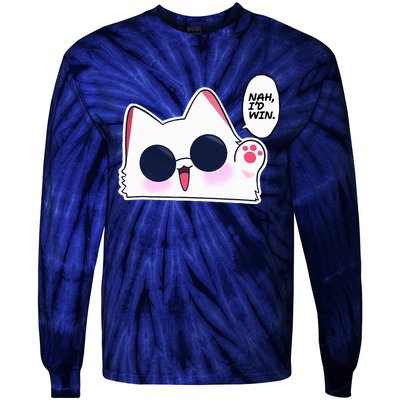 Cute Funny Cat Funny Anime Meme Nah ID Win Gojo Cat Tie-Dye Long Sleeve Shirt