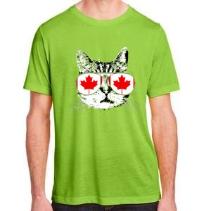 Canada Flag Canadian Cat Sunglasses Funny Women Adult ChromaSoft Performance T-Shirt