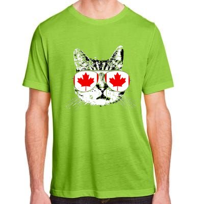 Canada Flag Canadian Cat Sunglasses Funny Women Adult ChromaSoft Performance T-Shirt