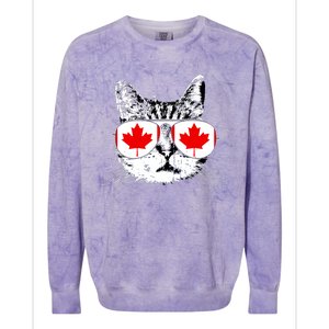 Canada Flag Canadian Cat Sunglasses Funny Women Colorblast Crewneck Sweatshirt