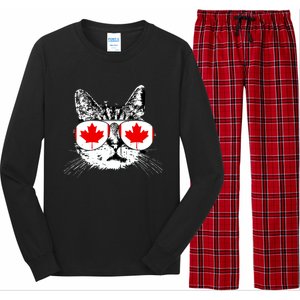 Canada Flag Canadian Cat Sunglasses Funny Women Long Sleeve Pajama Set