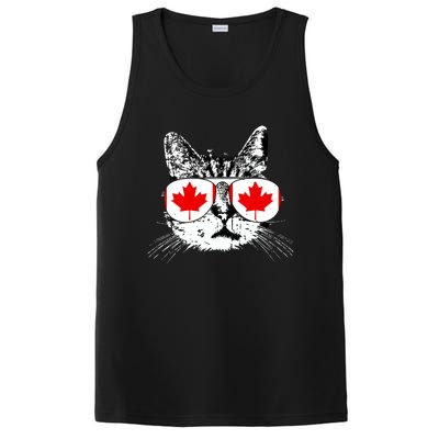 Canada Flag Canadian Cat Sunglasses Funny Women PosiCharge Competitor Tank