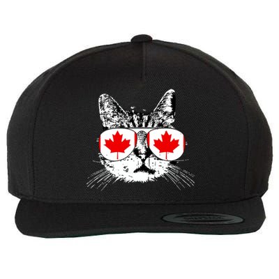 Canada Flag Canadian Cat Sunglasses Funny Women Wool Snapback Cap