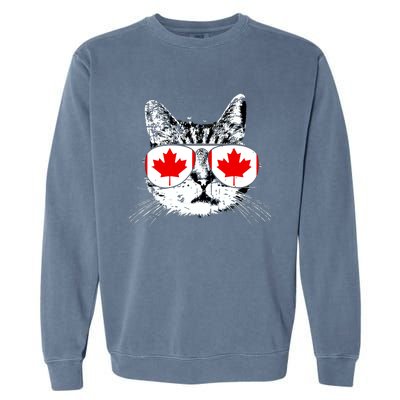 Canada Flag Canadian Cat Sunglasses Funny Women Garment-Dyed Sweatshirt