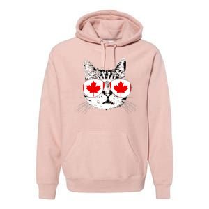 Canada Flag Canadian Cat Sunglasses Funny Women Premium Hoodie