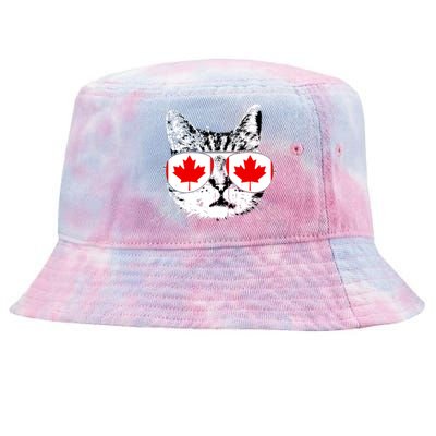 Canada Flag Canadian Cat Sunglasses Funny Women Tie-Dyed Bucket Hat