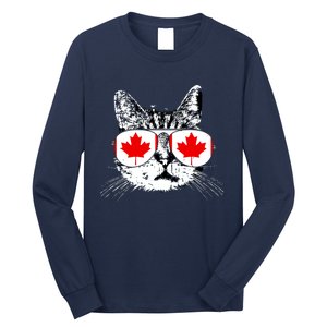 Canada Flag Canadian Cat Sunglasses Funny Women Long Sleeve Shirt