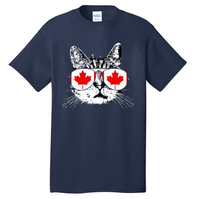 Canada Flag Canadian Cat Sunglasses Funny Women Tall T-Shirt