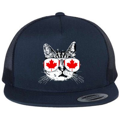 Canada Flag Canadian Cat Sunglasses Funny Women Flat Bill Trucker Hat