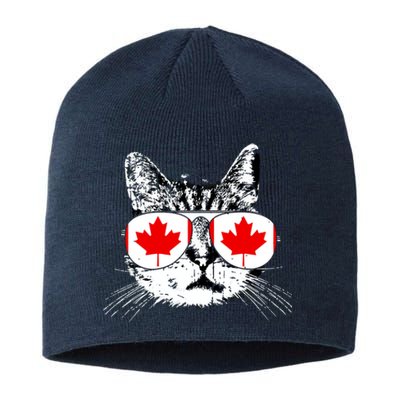 Canada Flag Canadian Cat Sunglasses Funny Women Sustainable Beanie