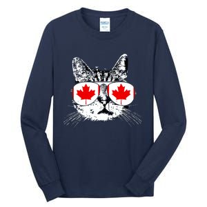 Canada Flag Canadian Cat Sunglasses Funny Women Tall Long Sleeve T-Shirt