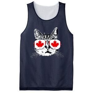 Canada Flag Canadian Cat Sunglasses Funny Women Mesh Reversible Basketball Jersey Tank