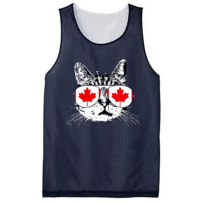 Canada Flag Canadian Cat Sunglasses Funny Women Mesh Reversible Basketball Jersey Tank