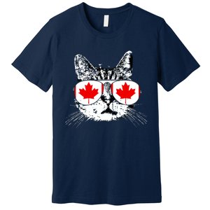 Canada Flag Canadian Cat Sunglasses Funny Women Premium T-Shirt