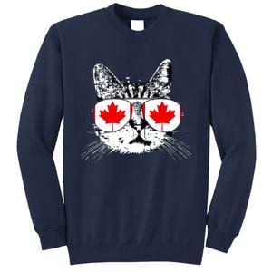 Canada Flag Canadian Cat Sunglasses Funny Women Tall Sweatshirt