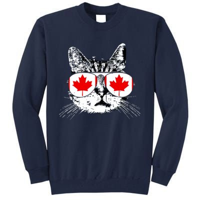 Canada Flag Canadian Cat Sunglasses Funny Women Tall Sweatshirt