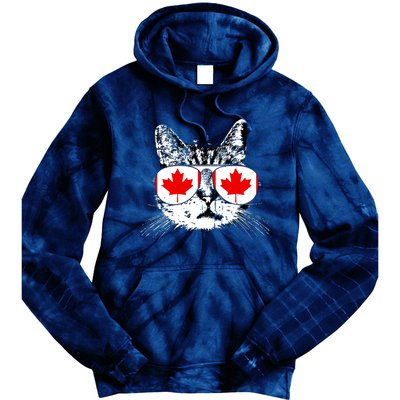 Canada Flag Canadian Cat Sunglasses Funny Women Tie Dye Hoodie