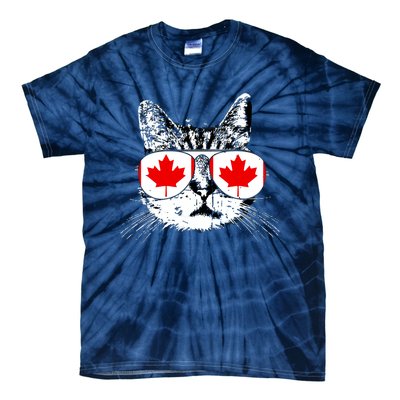 Canada Flag Canadian Cat Sunglasses Funny Women Tie-Dye T-Shirt