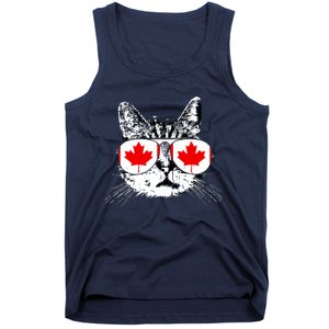 Canada Flag Canadian Cat Sunglasses Funny Women Tank Top