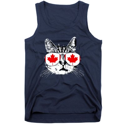 Canada Flag Canadian Cat Sunglasses Funny Women Tank Top