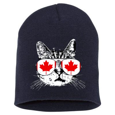 Canada Flag Canadian Cat Sunglasses Funny Women Short Acrylic Beanie