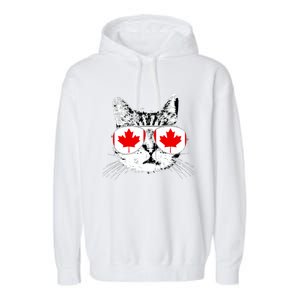 Canada Flag Canadian Cat Sunglasses Funny Women Garment-Dyed Fleece Hoodie