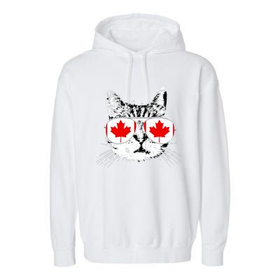 Canada Flag Canadian Cat Sunglasses Funny Women Garment-Dyed Fleece Hoodie