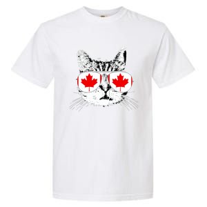 Canada Flag Canadian Cat Sunglasses Funny Women Garment-Dyed Heavyweight T-Shirt