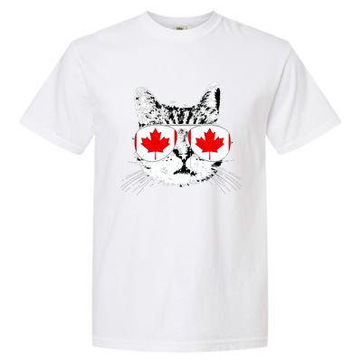 Canada Flag Canadian Cat Sunglasses Funny Women Garment-Dyed Heavyweight T-Shirt