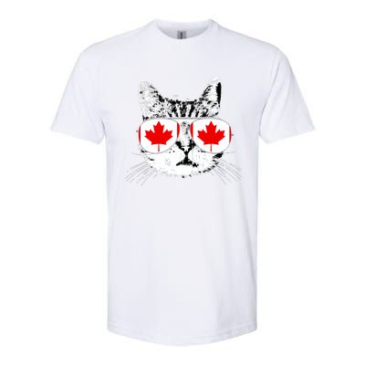 Canada Flag Canadian Cat Sunglasses Funny Women Softstyle CVC T-Shirt