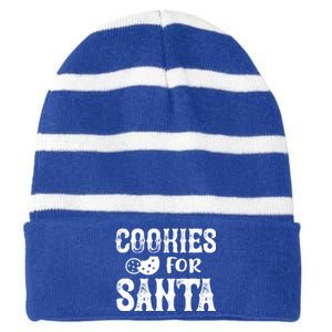 Christmas Funny Cookies For Santa Gift Striped Beanie with Solid Band