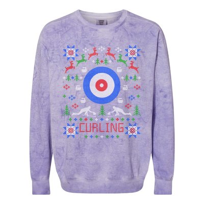 Curling Fan Christmas Ugly Christmas Sweater Curler Gift Colorblast Crewneck Sweatshirt