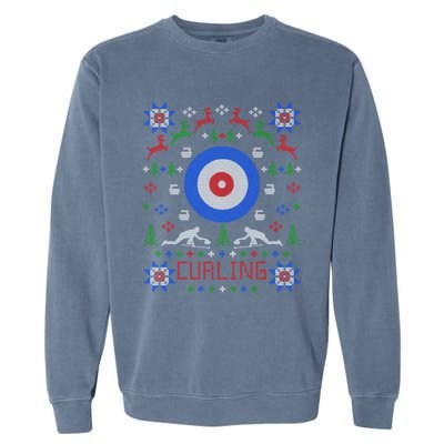 Curling Fan Christmas Ugly Christmas Sweater Curler Gift Garment-Dyed Sweatshirt