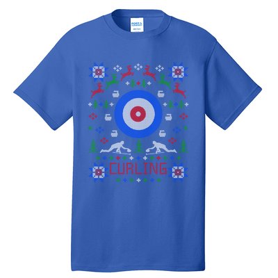 Curling Fan Christmas Ugly Christmas Sweater Curler Gift Tall T-Shirt