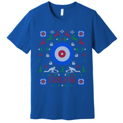 Curling Fan Christmas Ugly Christmas Sweater Curler Gift Premium T-Shirt