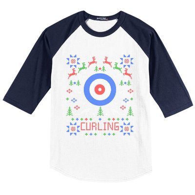 Curling Fan Christmas Ugly Christmas Sweater Curler Gift Baseball Sleeve Shirt