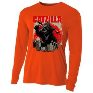 Catzilla Funny Cat Lover Kitten Kitty Cooling Performance Long Sleeve Crew