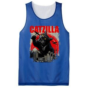 Catzilla Funny Cat Lover Kitten Kitty Mesh Reversible Basketball Jersey Tank